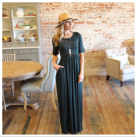Infinity Raine Dresses & Skirts - LAST ONE! Hunter Green Maxi Dress with Pockets
